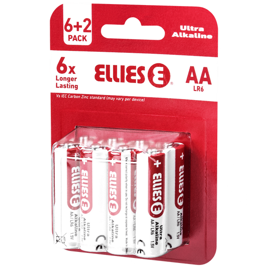 Ellies Ultra Series - Alkaline Batteries AA 6 + 2 Pack -WT