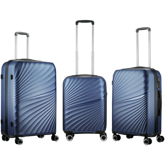 Travelwize Quartz PP 4-Wheels Spinner 3Pc Luggage Set Navy