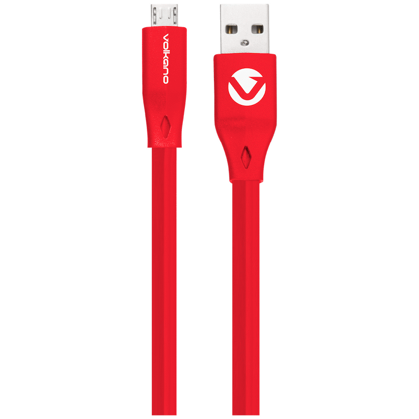 Volkano Slim Series Flat PVC Micro-USB Cable 1.2m - Red