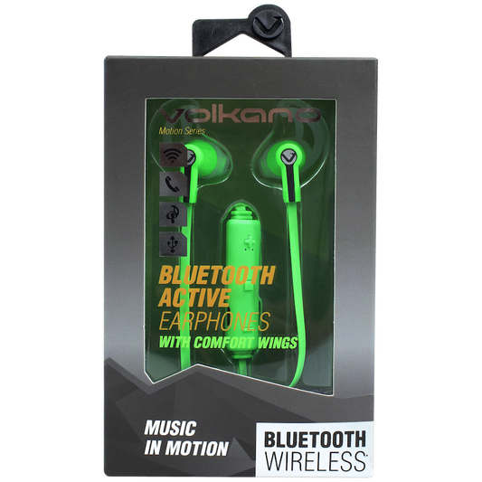 Volkano Motion Bluetooth Earphones - Green/Black
