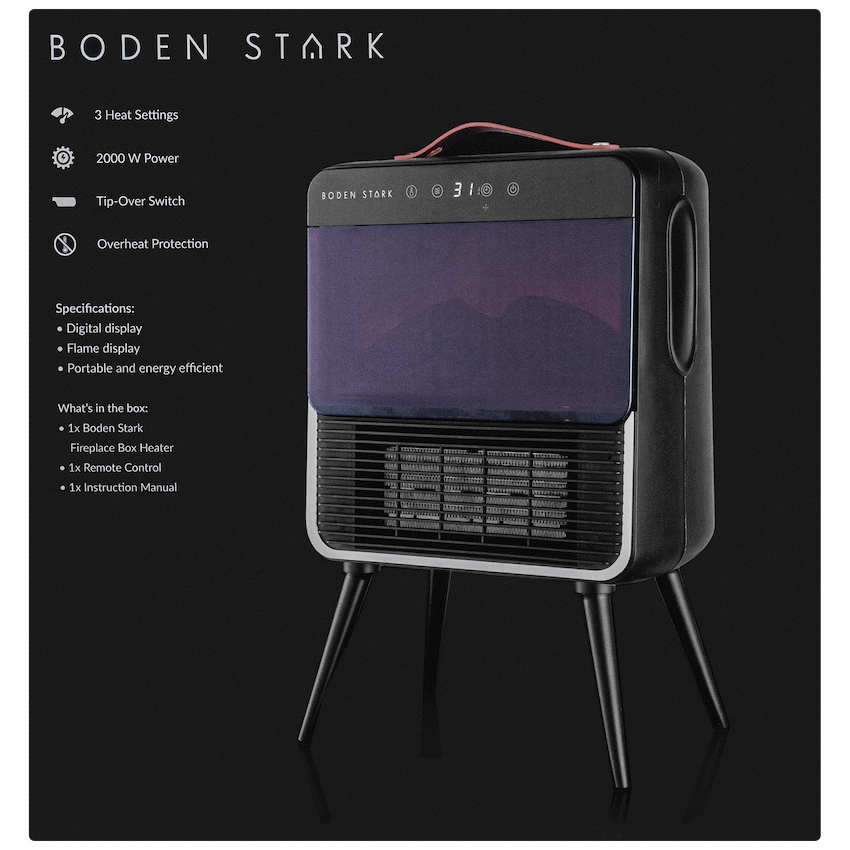 Boden Stark Fireplace Box Heater