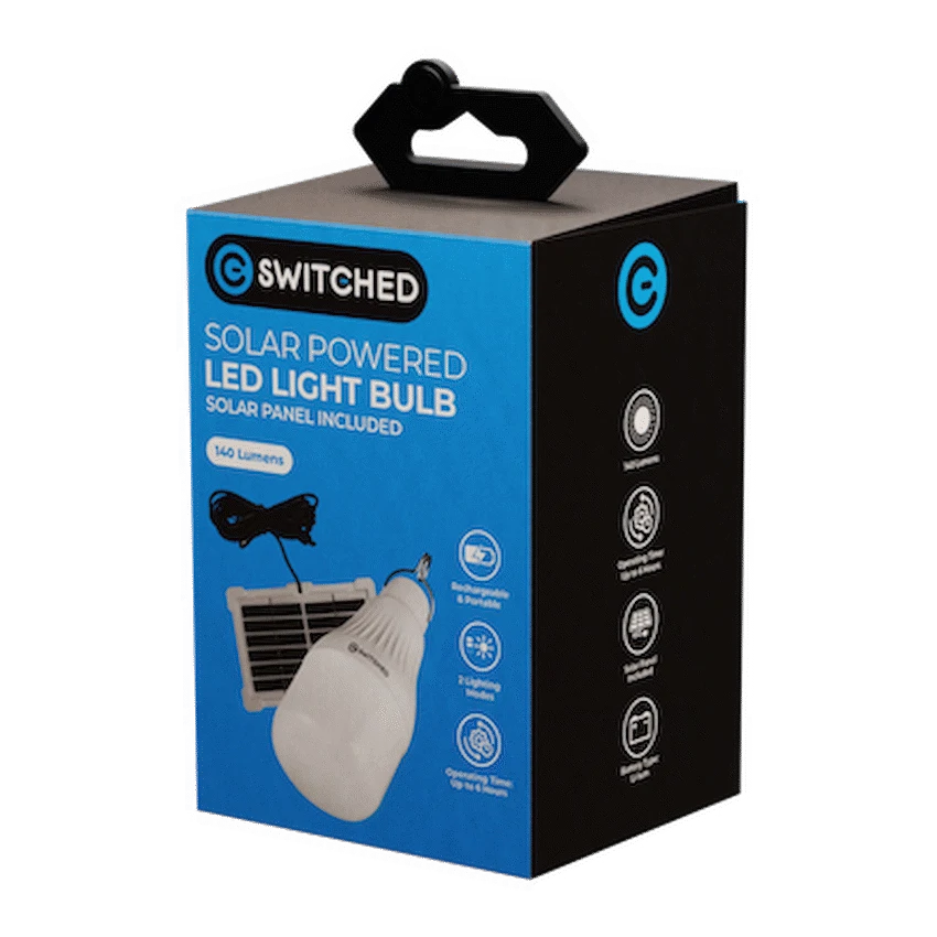 Switched Solar-Powered LED Light Bulb, Solar Panel Included