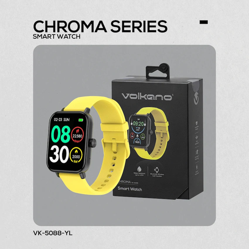 Volkano Chroma Series Smartwatch with Yellow Strap