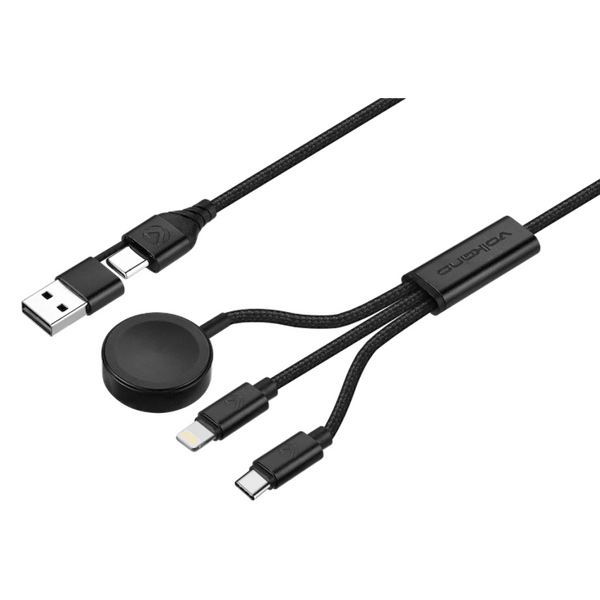 Volkano Weave Series 100W Braided 5-in-1 Charge and Data Cable 1m - Black