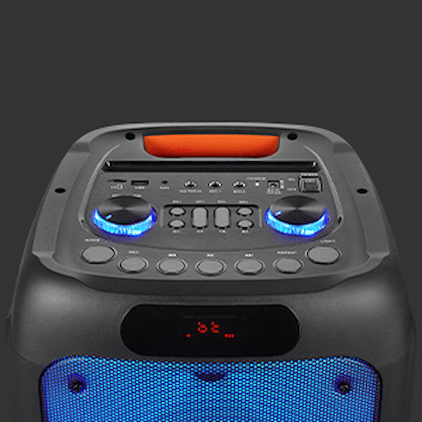 Volkano Helios Series Dual 8" Party Speaker with Microphone & Light Effects