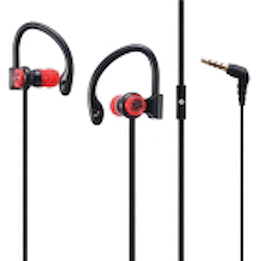 Bounce Break series hook-on earphones Black/Red
