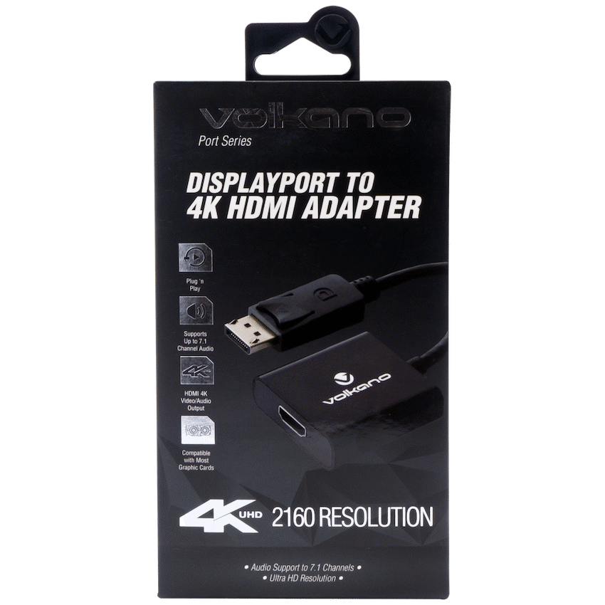 Volkano Port Series DisplayPort to 4K HDMI Converter 10cm - Black