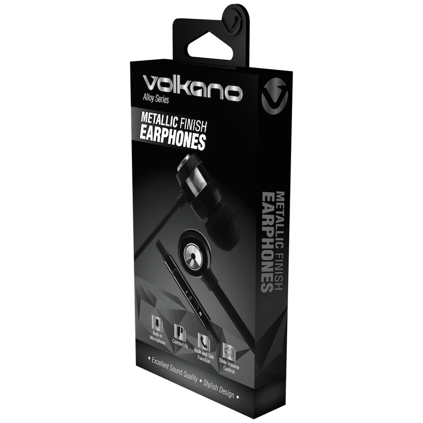 Volkano Alloy Series Metal Earphone - Silver