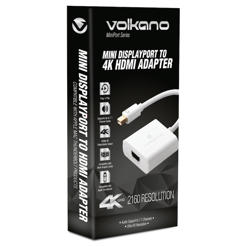 Volkano MiniPort Series Mini DisplayPort to 4K HDMI Converter 10cm - White