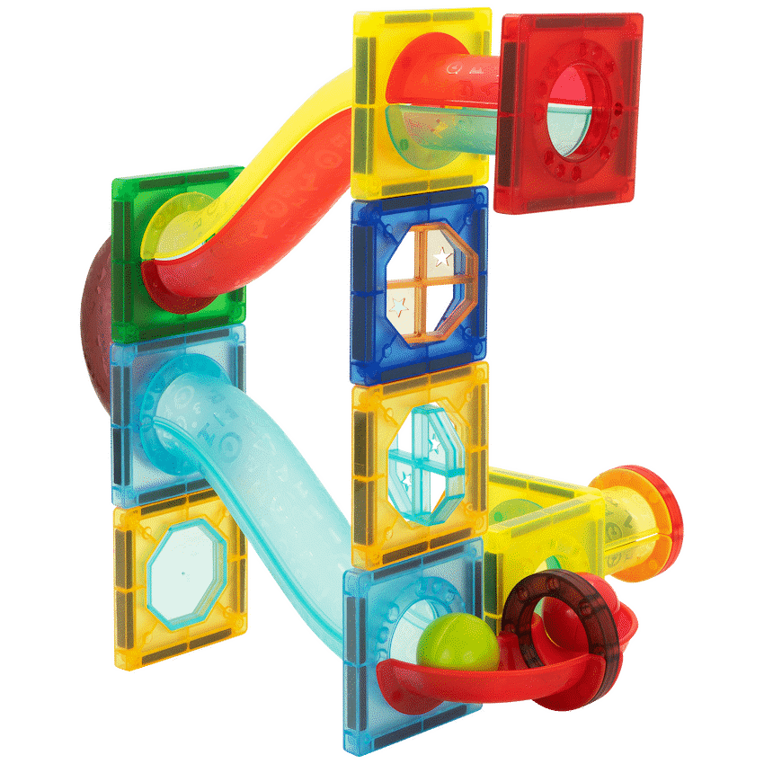 45 Magnetic Tiles and Marble Run Parts