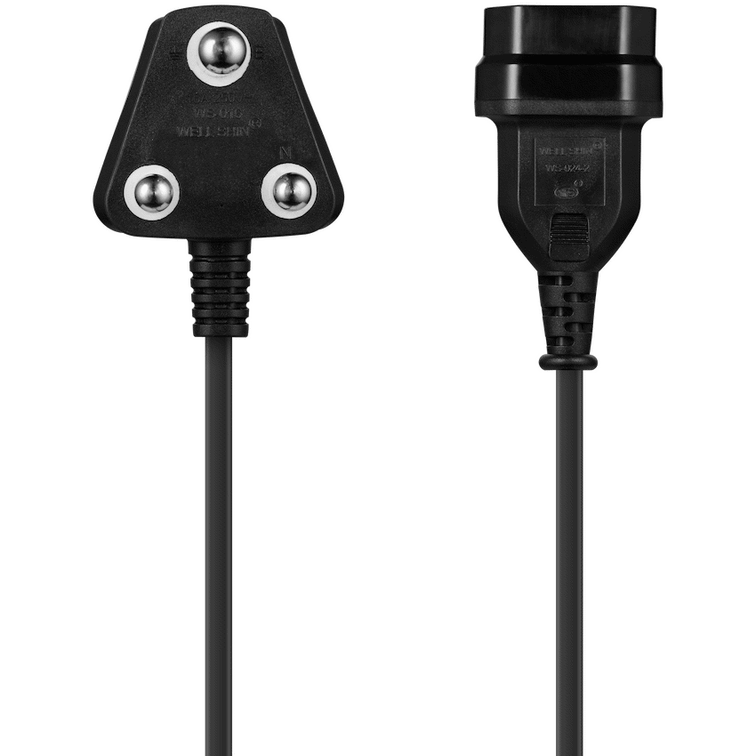 Switched Easy Cable Extender SA 3-Pin to 2-Pin Euro Socket 2m - Black