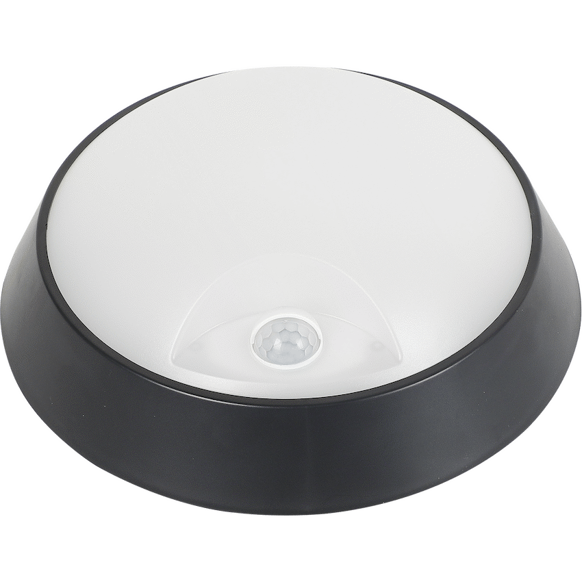 Ellies Spectra Series - AC 15W Round LED Bulkhead with 3CCT and Sensor -BK