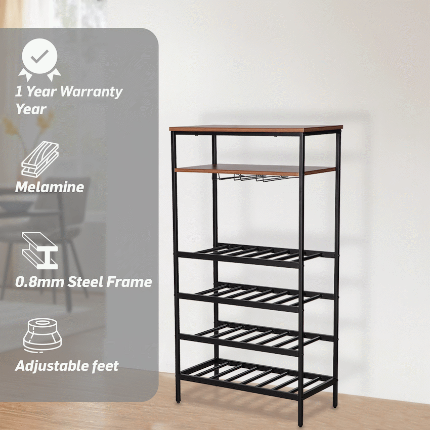 Everfurn Symphony Wine Rack - Steel Frame - Adjustable Feet