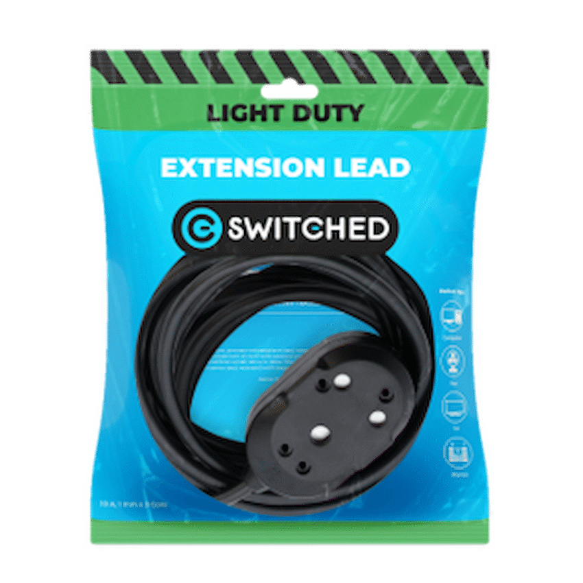 SWITCHED LIGHT DUTY Back To Back(BTB) EXTENSION LEADS 3M - BK