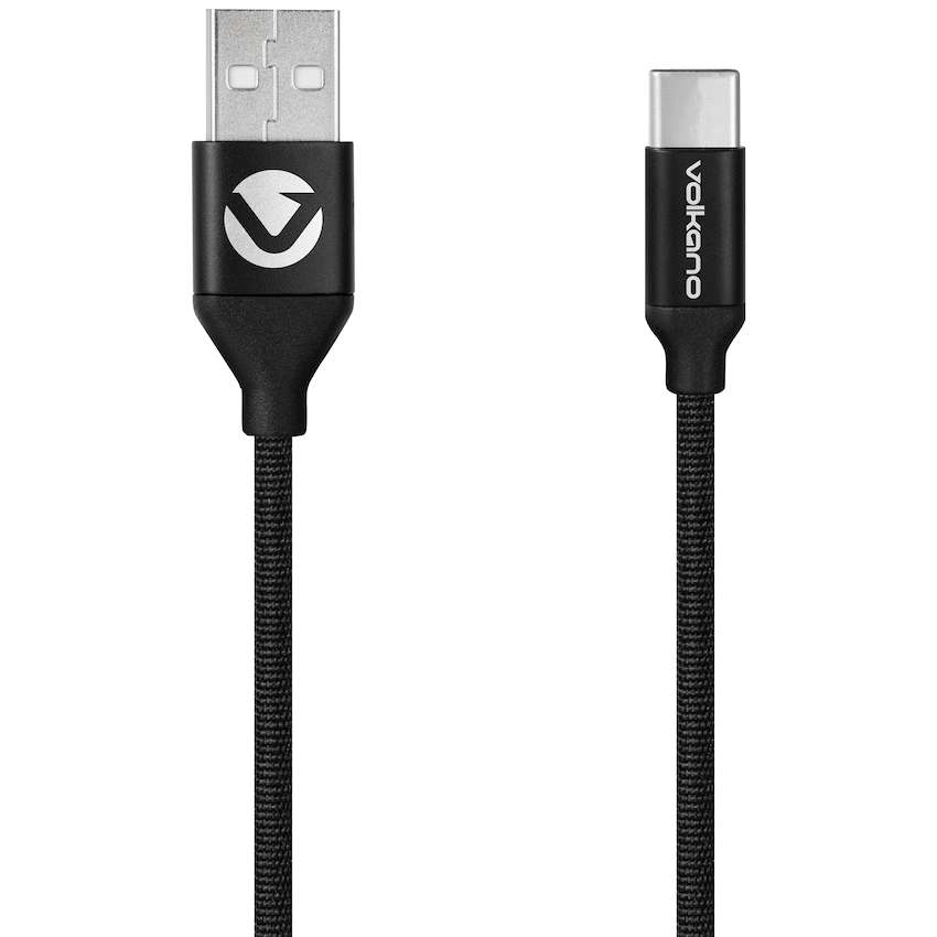 Volkano Weave Series Braided USB A to Type-C Cable 1.2m 60w - Black