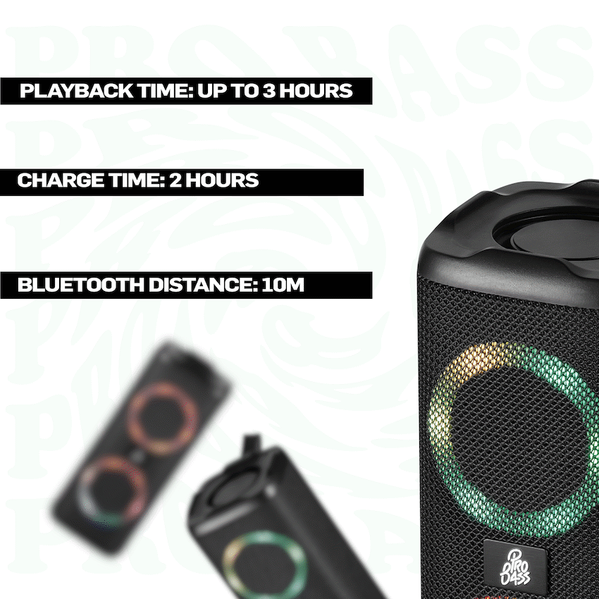 Pro Bass Pulse Box Portable Bluetooth Speaker - Black