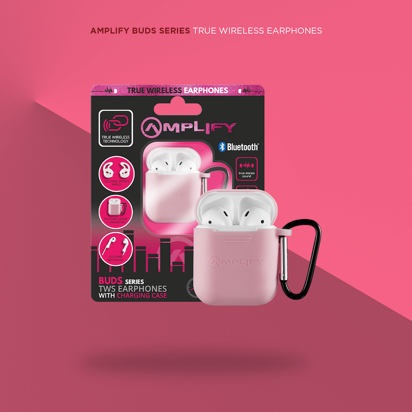 Amplify Buds Series True Wireless Earphones with Silicone Accessories - Pink