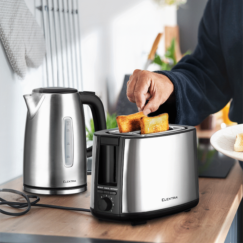 Elektra Kettle and Toaster Breakfast Set - Stainless Steel
