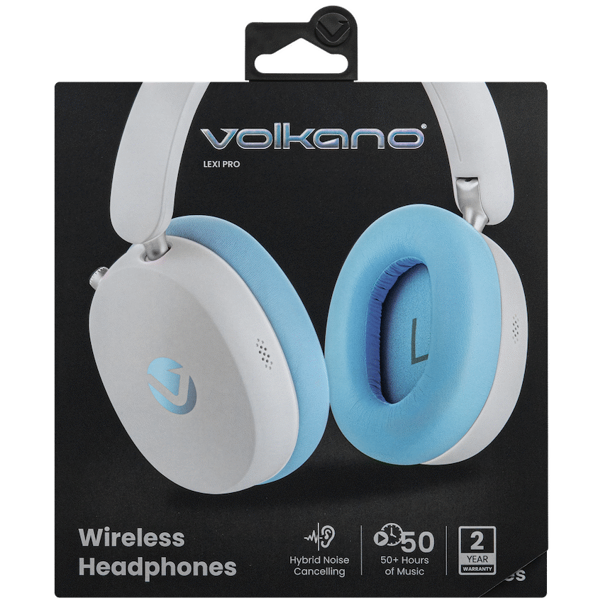 Volkano Lexi Pro Hybrid ANC Headphones - Blue/Cream