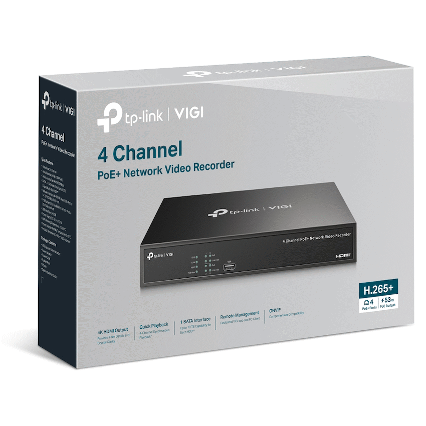 TP-Link Vigi NVR1004H-4P 4-Channel PoE Network Video Recorder