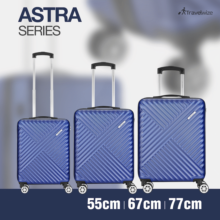 Travelwize Astra ABS 4-Wheels Spinner 3Pc Luggage Set Navy