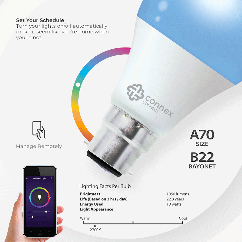 Smart WiFi Bulb 10W LED RGB White Bayonet