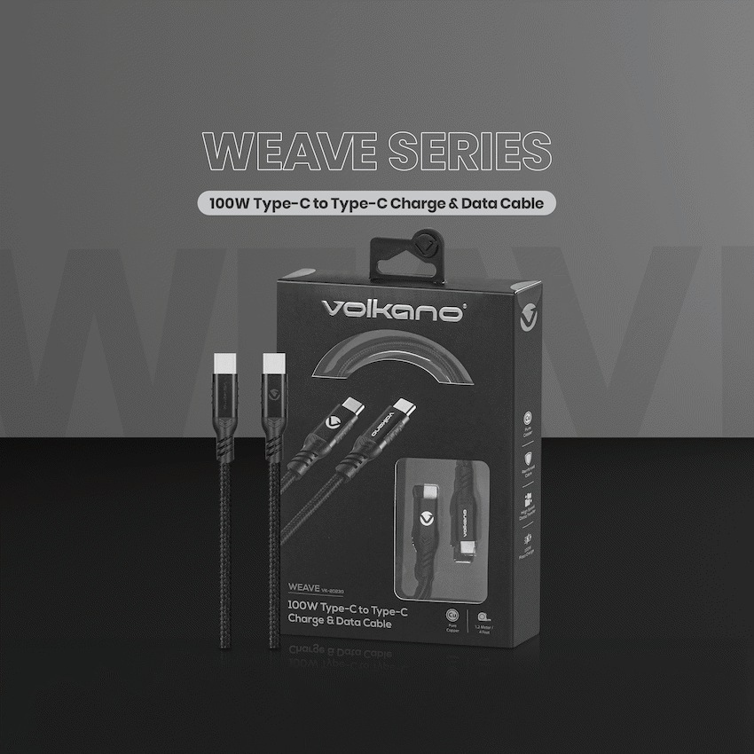 Volkano Weave Series 100w Type-C to Type-C 1.2m