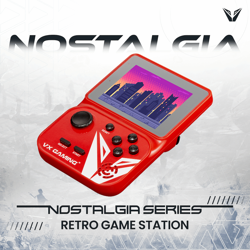 VX Gaming Nostalgia Series Handheld Retro Game Station with 4gb Micro SD - Red