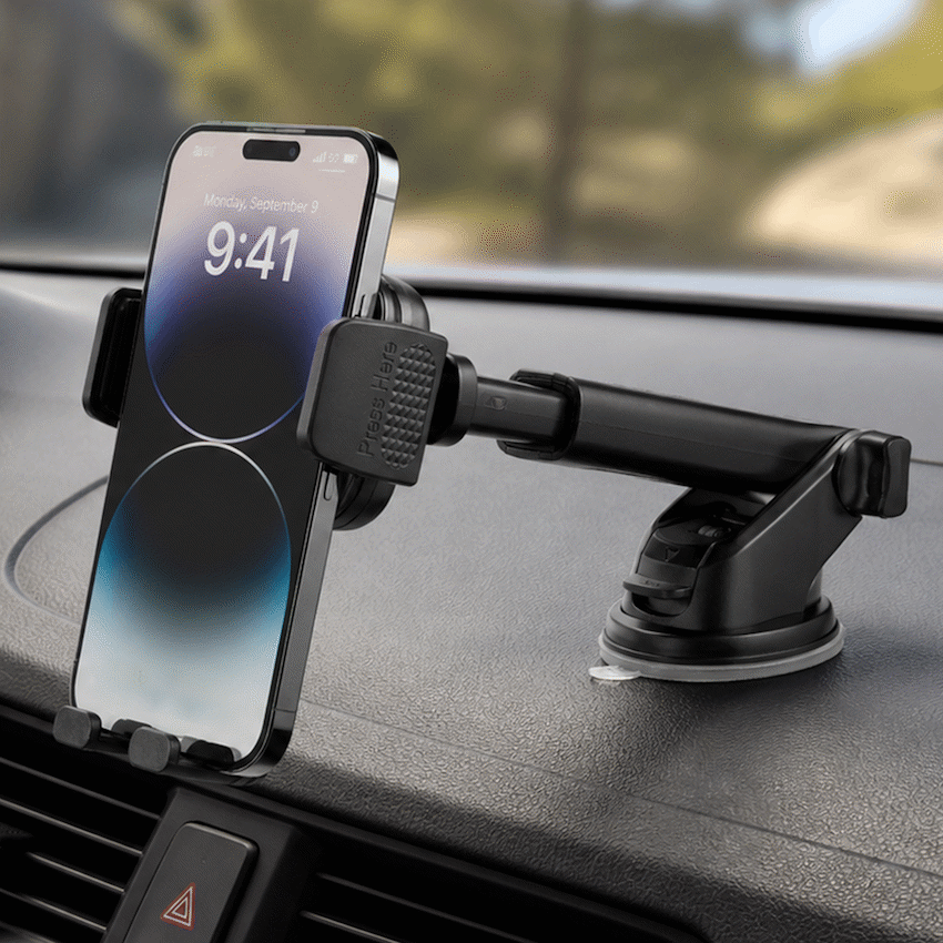 Volkano Secure Series Car Vent, Dash & Windshield Mount Phone Holder - Black