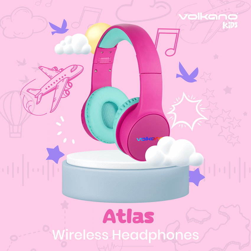 Volkano Kids Atlas Bluetooth Padded Headphones with dB Switch Function
