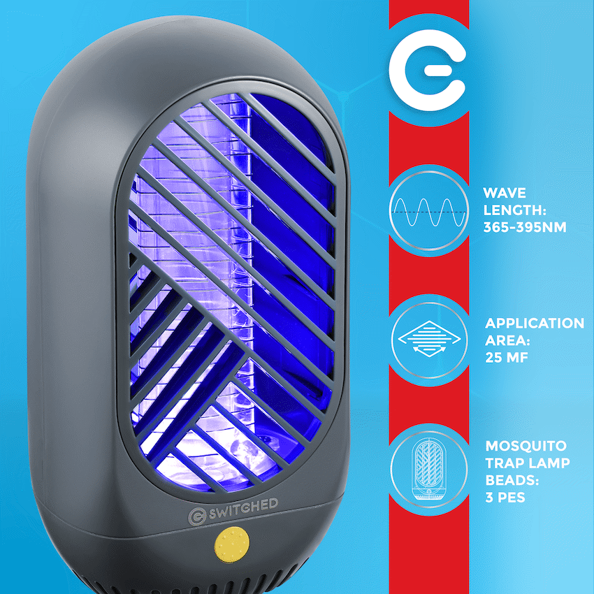 Switched Reppela Series - Mini 2W Mosquito Zapper Lamp 25m2 coverage - USB Power