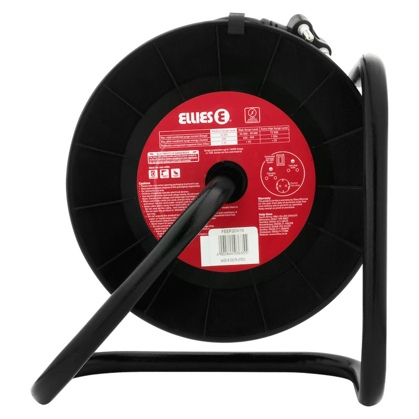 Ellies Heavy Duty Surge Extension Reel - 20m - BK