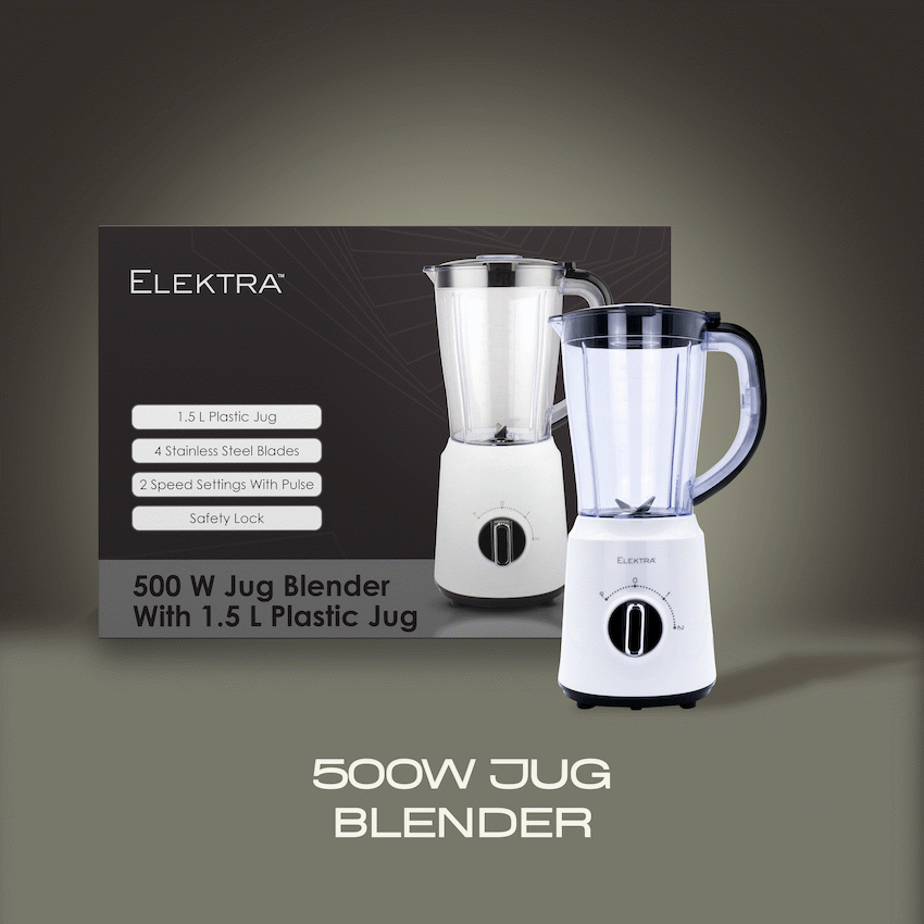 ELEKTRA - 500W 1.5L JUG BLENDER (PLASTIC JUG)