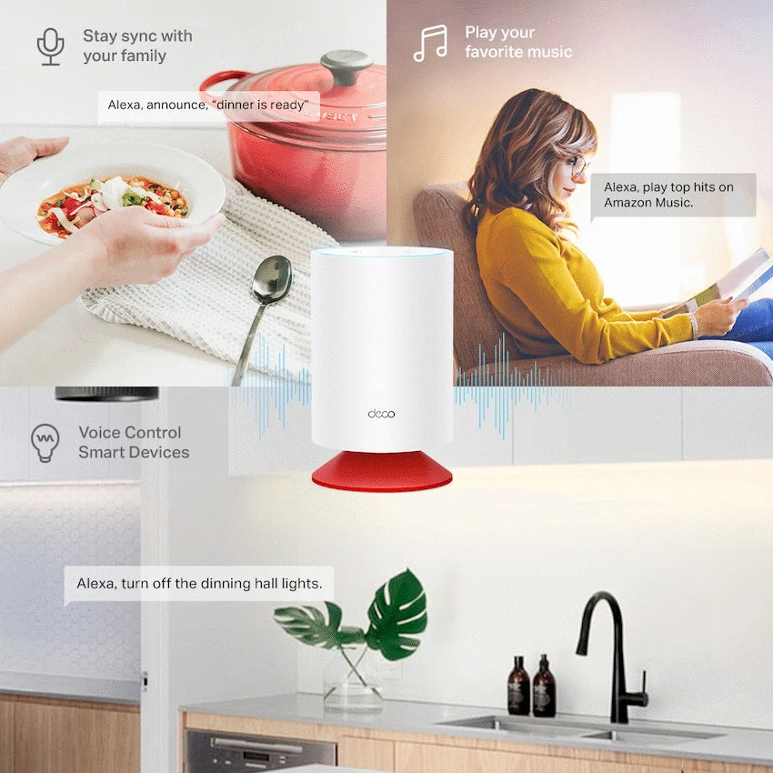 TP-Link Deco VOICEX20 (3-Pack) AX1800 Whole Home Mesh Wi-Fi 6 System with Smart Speaker