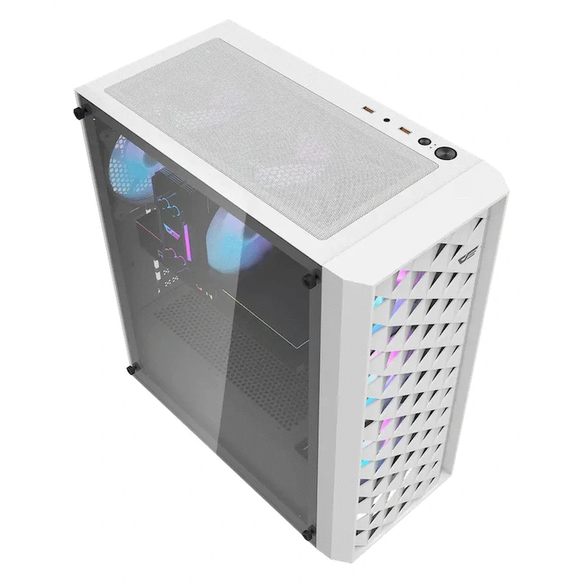 darkFlash Computer Case DK351 - White (with 4 ARGB Fans)