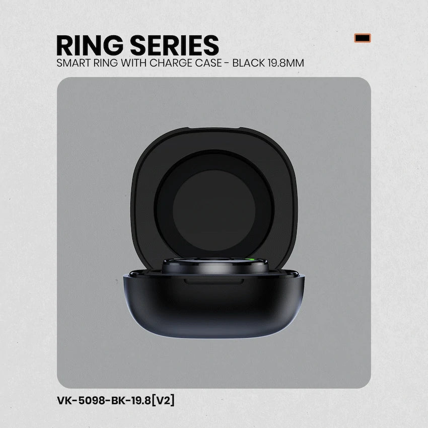Volkano Ring Series Smart Ring with Charge Case - Black 19.8mm