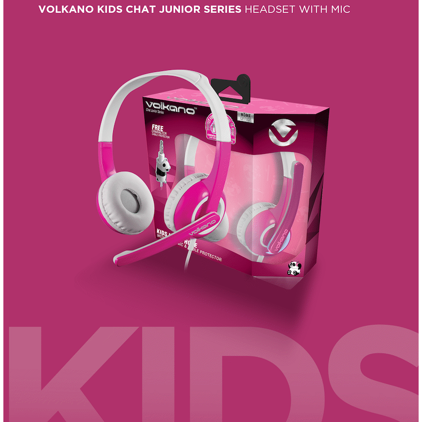 Volkano Kids Chat Junior Series Headset with Mic - Pink