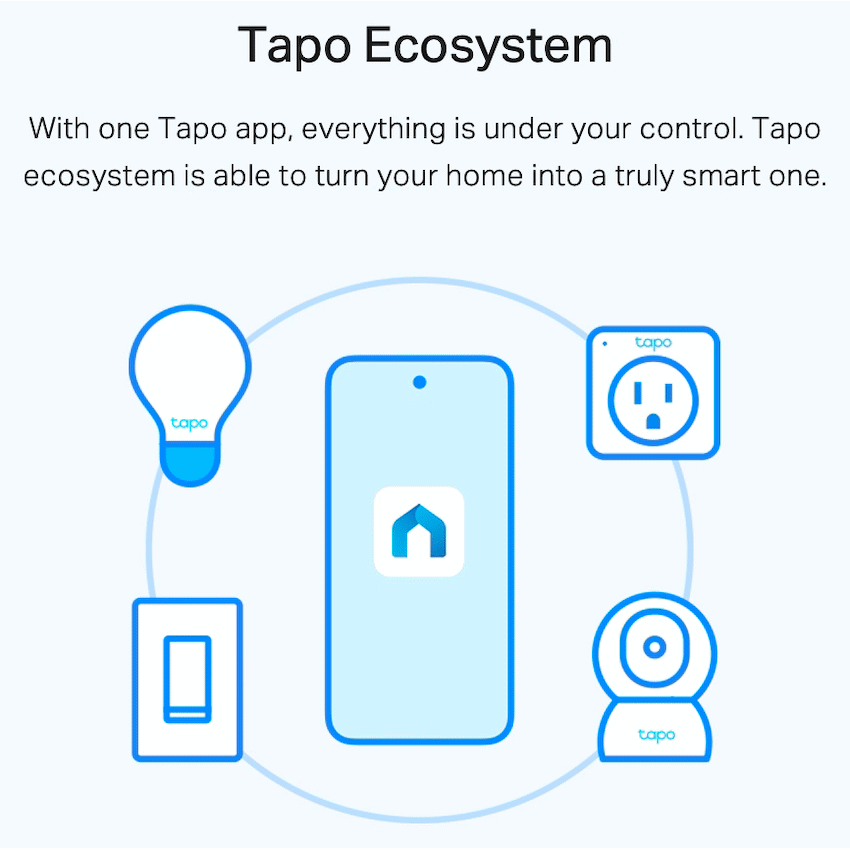 TP-Link Tapo L510E 8.7w Smart Wi-Fi Warm White Light Bulb, Dimmable, A60, E27