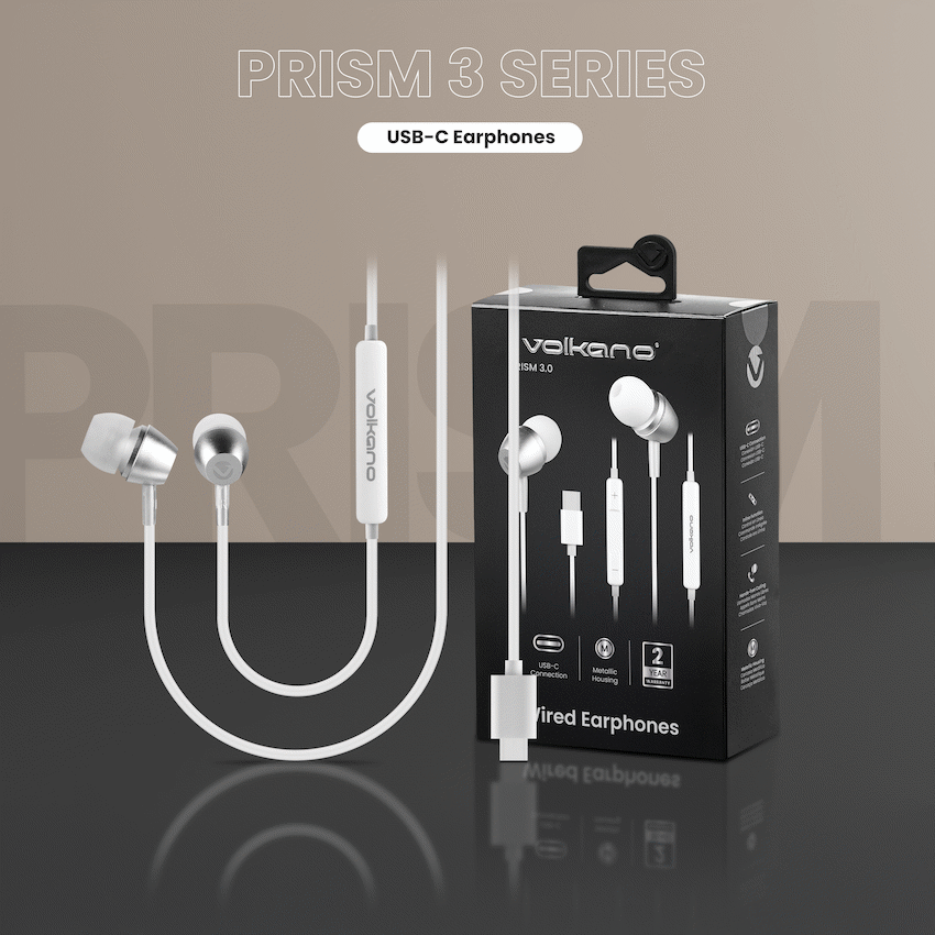 Volkano Prism 3 Series Type-C Earphone - White