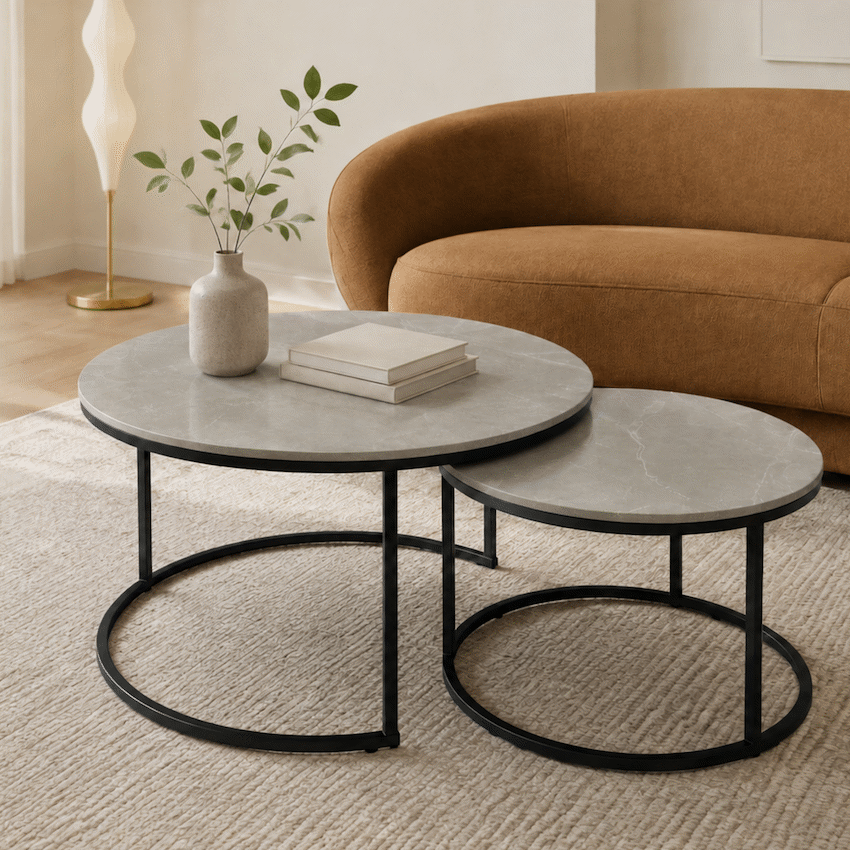 Everfurn Nile Nesting Coffee Table - Marble Grey
