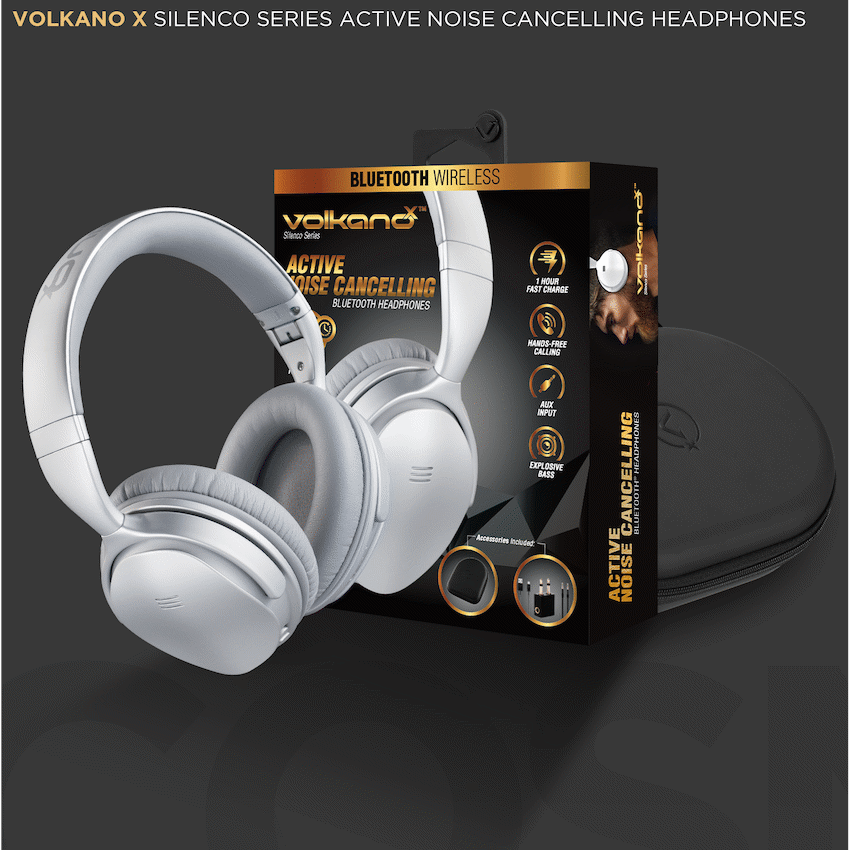 VolkanoX Silenco Series Active Noise Cancelling Bluetooth Headphones - Silver