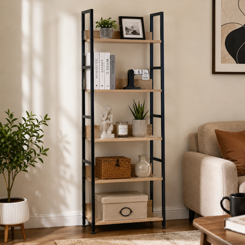 Everfurn Ethan Bookshelf - Oak