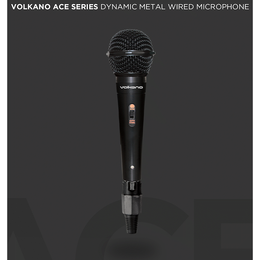 Volkano Ace Series Metal Wired Dynamic Vocal Microphone - Black