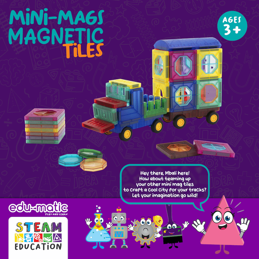 43 Magnetic Tiles with Windows and Car Parts