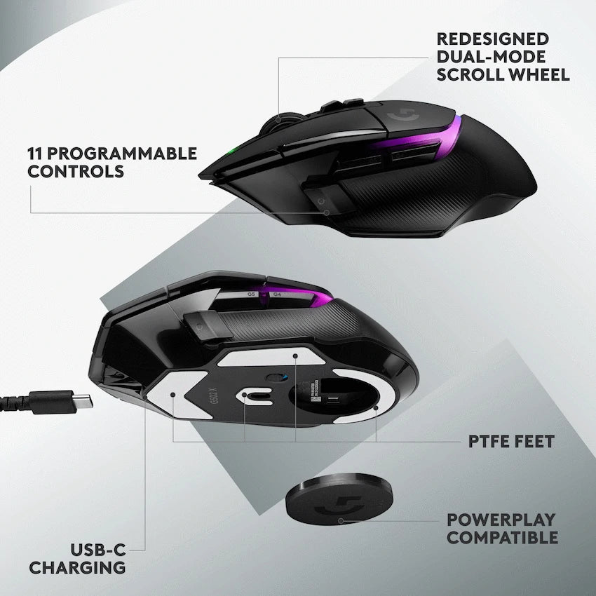 Logitech(R) G502 X PLUS Wireless Gaming Mouse - Black