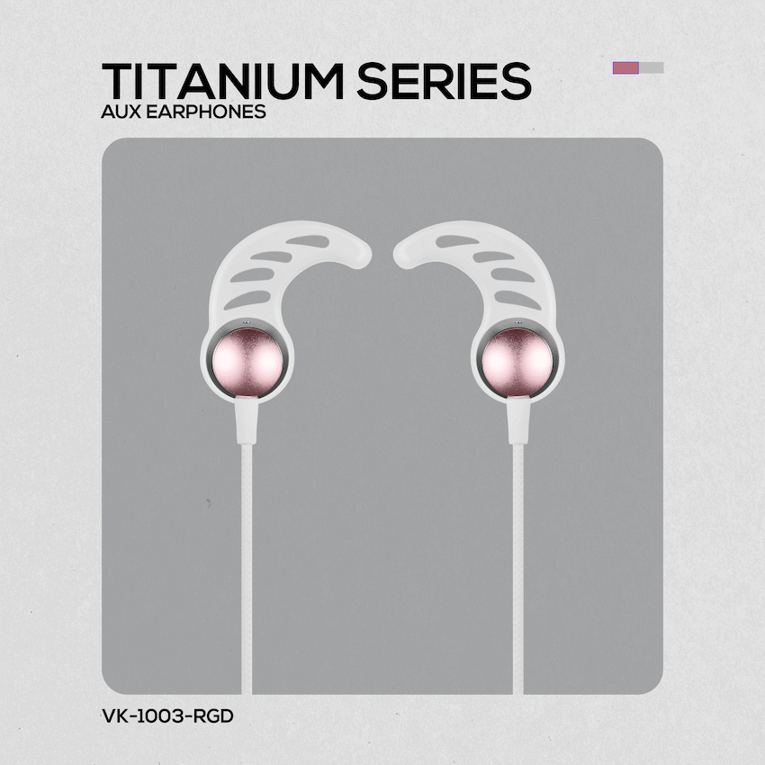 Volkano Titanium Series AUX Earphone - Rose Gold