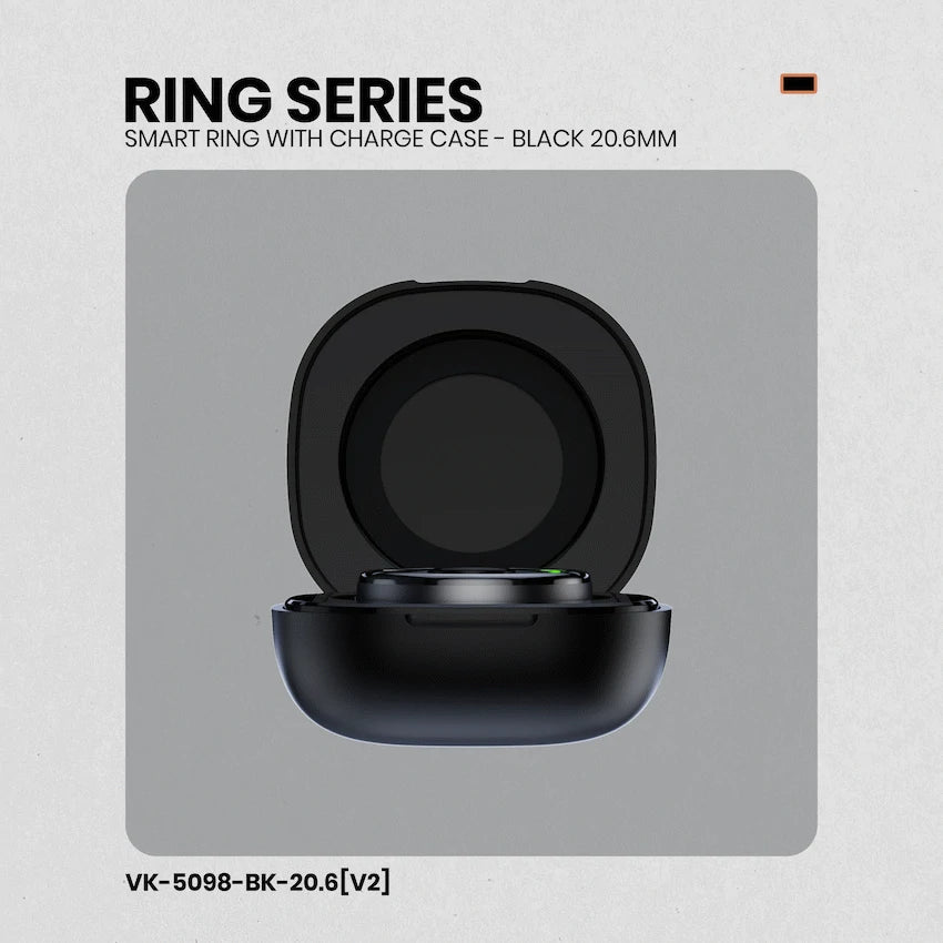 Volkano Ring Series Smart Ring with Charge Case - Black 20.6mm
