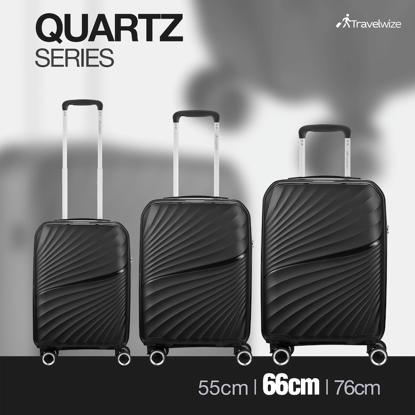 Travelwize Quartz PP 66cm 4-Wheels Spinner Luggage - Black