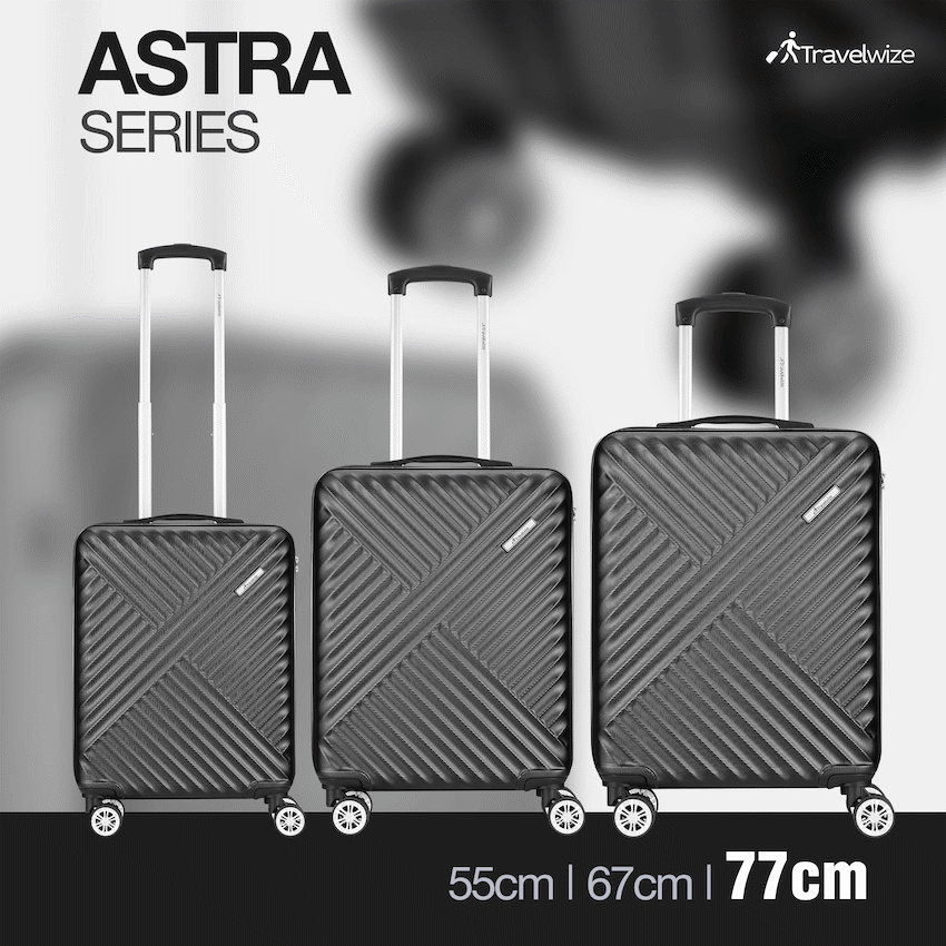Travelwize Astra ABS 77cm 4-Wheel Spinner Luggage - Black