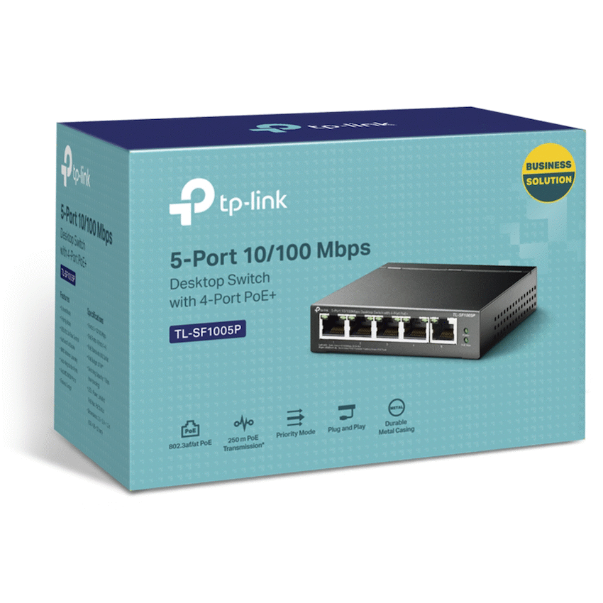 TP-Link TL-SF1005P 5-Port 10/100Mbps Desktop Switch with 4-Port PoE+